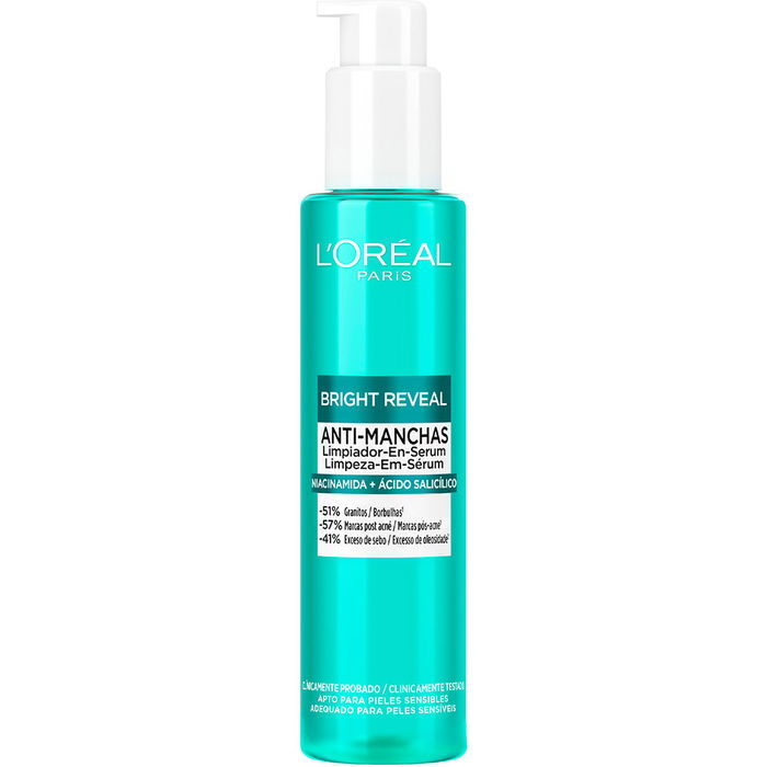 L'Oréal Paris BRIGHT REVEAL Sérum Nettoyant Niacinamide, Acide Salicylique, 150 ml