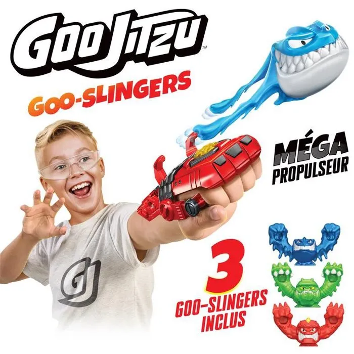 Heroes Of Goo Jit Zu Mega Lanceur Goo Slingers avec 3 figurines incluses
