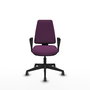 Chaise Elche Asynchrone Cuir écologique Pourpre Base pyramidale noire Accoudoirs fixes Sans appui-tête Roulettes 65mm pour moquette