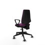 Chaise Elche Asynchrone Cuir écologique Pourpre Base pyramidale noire Accoudoirs fixes Sans appui-tête Roulettes 65mm pour moquette
