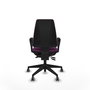 Chaise Elche Asynchrone Cuir écologique Pourpre Base pyramidale noire Accoudoirs fixes Sans appui-tête Roulettes 65mm pour moquette
