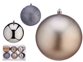 Krist+ Lot de 6 Boules de Noël Argent Plastique 12 cm (Set de 6)