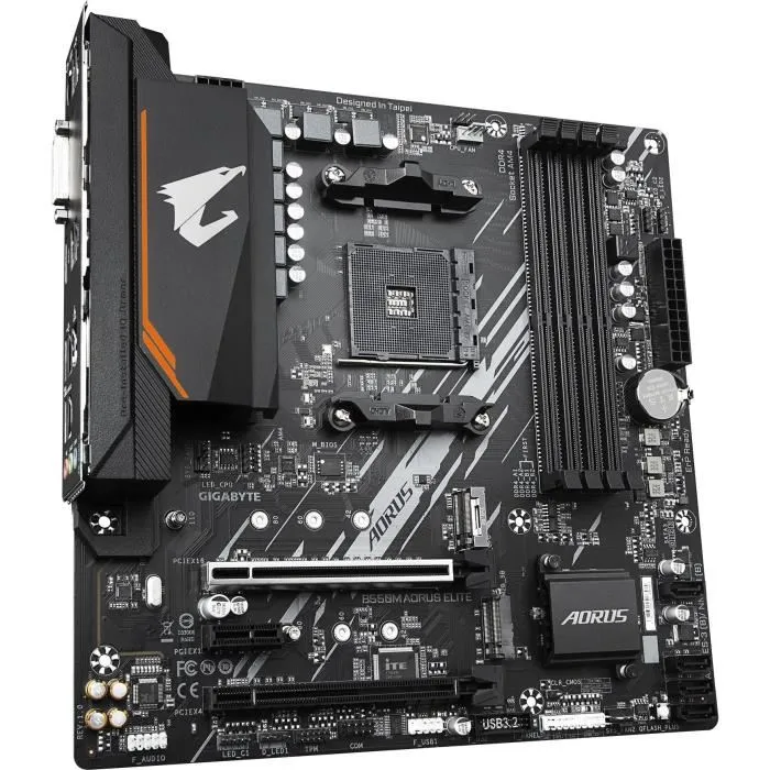 Gigabyte Carte mère B550M AORUS ELITE Socket AM4 AMD B550 Micro-ATX avec HDMI, USB 3.2, M.2, PCIe 4.0 - Réf. 1000003939
