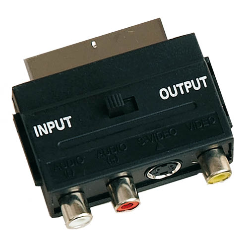GSC Evolution Adaptateur AV/S-VHS Euro M vers 3xRCA avec mini 4 pins IN/OUT GSC Evolution Adaptateur AV/S-VHS Euro M vers 3xRCA avec mini 4 pins IN/OUT
