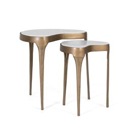 GINER Y COLOMER - Lot de 2 tables d'appoint cylindriques en bois de manguier massif, finition naturelle, design minimaliste, hauteurs 41 et 57 cm