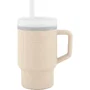 Infantino - Ma Première Tasse en Silicone, 255 ml (25.5cl) - Sable - Tasse d'apprentissage avec Paille anti-fuite, Couvercle et Poignée pour Bébé et Enfant