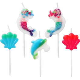 Ensemble de 5 bougies sirènes de la mer - Décoration de table
