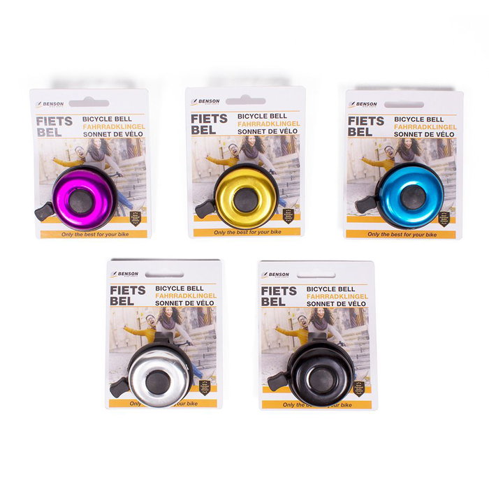 Benson Sonnette de vélo en aluminium 52mm - Couleurs assorties, Design aléatoire Benson Sonnette de vélo en aluminium 52mm - Couleurs assorties, Design aléatoire