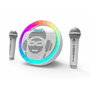 iDance Enceinte karaoké circulaire avec lumières disco et 2 microphones sans fil, Blanc