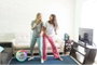 iDance Enceinte karaoké circulaire avec lumières disco et 2 microphones sans fil, Blanc