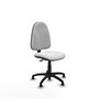 Chaise de bureau Algarra avec mécanisme de contact permanent de base, recouverte de tissu blanc. Équipée d'une base en polyamide noir, sans accoudoirs et avec butées