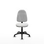 Chaise de bureau Algarra avec mécanisme de contact permanent de base, recouverte de tissu blanc. Équipée d'une base en polyamide noir, sans accoudoirs et avec butées