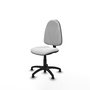 Chaise de bureau Algarra avec mécanisme de contact permanent de base, recouverte de tissu blanc. Équipée d'une base en polyamide noir, sans accoudoirs et avec butées