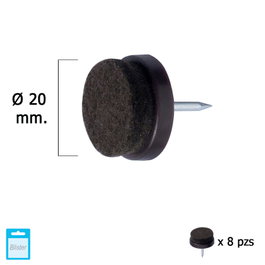 MAURER Patin marron à feutre Ø20 (blister 8 unités)