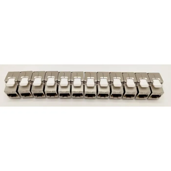 Lineaire PR24AS12 - Pack de 12 noyaux keystone RJ45 Catégorie 6a courts blindés pour montage sur plaque et connecteurs réseau