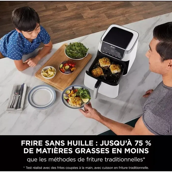 Ninja AF180EUWH Friteuse sans huile Foodi Max, capacité 6.2 L, 2000 W, design blanc, pour des plats croustillants sans culpabilité