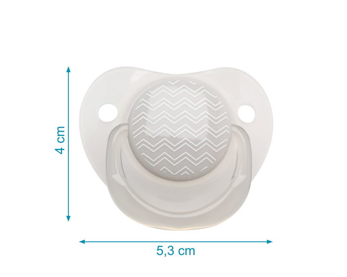 KioKids Lot de 2 Sucettes Orthodontiques Dolci Amici Éléphant Gris pour bébés de 6 mois+, Tétine en Silicone Douce Sans BPA, Stérilisables au Lave-Vaisselle