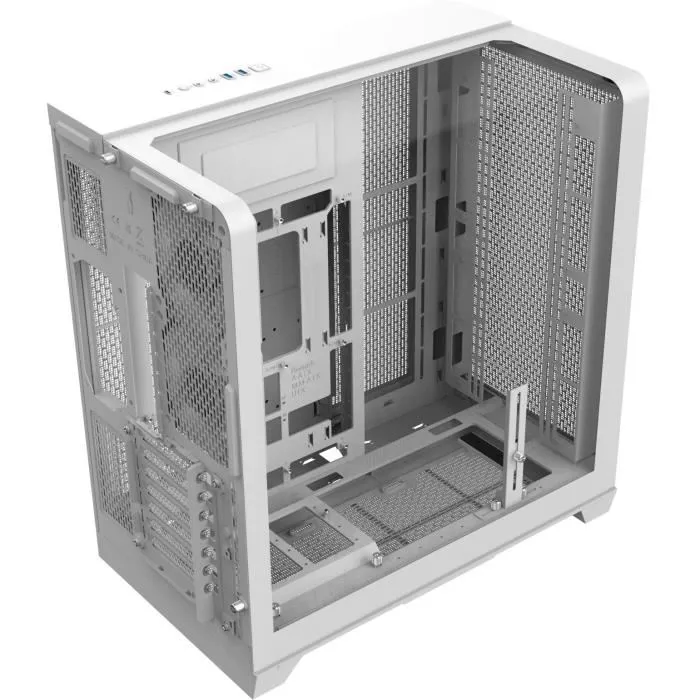 Thermaltake View 390 Air Snow - Boîtier PC moyen tour ATX, façade mesh panoramique avec verre trempé latéral, ports USB 3.0 et Type-C, inclus ventilateurs 2x120mm - Blanc