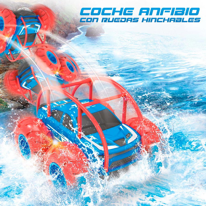 Tachan - Voiture Amphibie Télécommandée à Roues Gonflables pour Terre et Eau avec Bouteille USB, Bateau RC, Véhicule pour Enfants 3+ ans