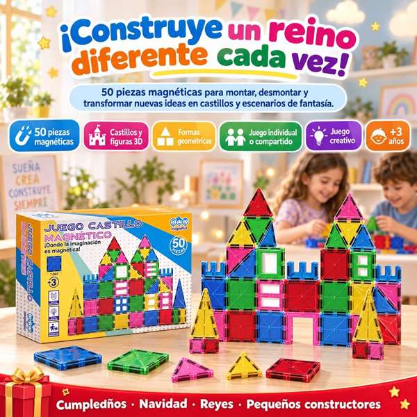 Jugatoys - magnetics Jeu de construction Magnético Castillo 50 pièces
