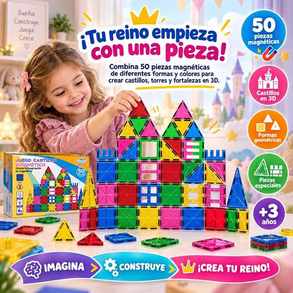Jugatoys - magnetics Jeu de construction Magnético Castillo 50 pièces