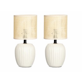 GIFTDECOR Lot de 2 Lampes de Table Blanches à Rayures