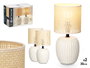 Giftdecor Lot de 2 Lampes de Table Blanches Rayures Céramique Plastique Métal 29x21x14 cm E27 60W (Set de 6)