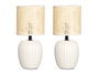Giftdecor Lot de 2 Lampes de Table Blanches Rayures Céramique Plastique Métal 29x21x14 cm E27 60W (Set de 6)