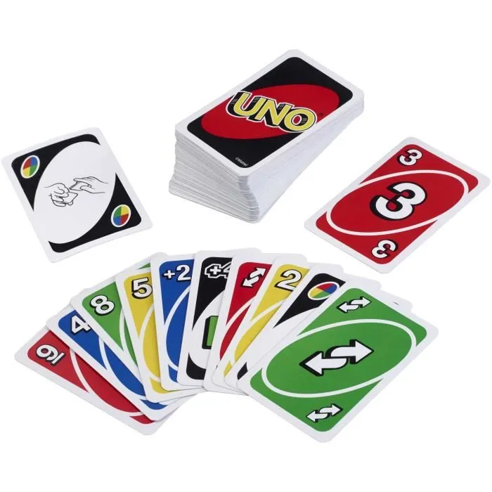 Mattel Games Uno - Jeu de cartes familial - Version française - Jeu de société classique pour 2 à 10 joueurs à partir de 7 ans - Réf. W2087