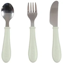 Beaba Set de 3 couverts d'apprentissage en inox avec manches en matériau recyclé, pour enfant dès 6 mois