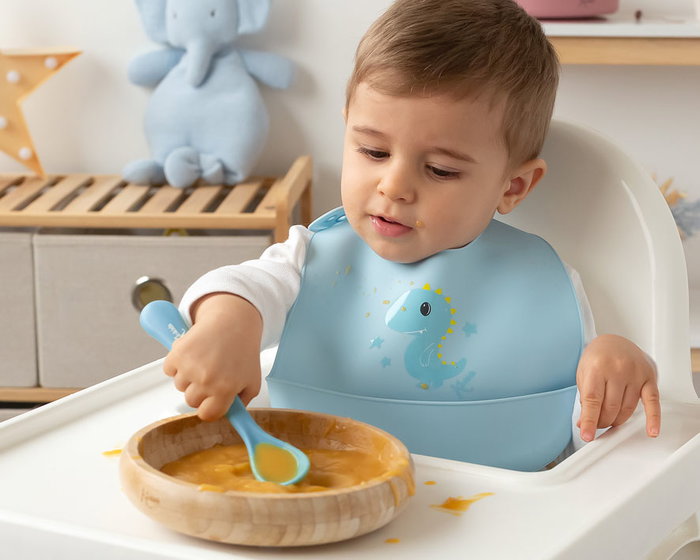 KioKids - Cuillère à purée bébé ergonomique grande capacité bleue - Dès 6 mois