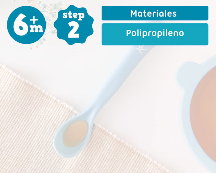 KioKids - Cuillère à purée bébé ergonomique grande capacité bleue - Dès 6 mois