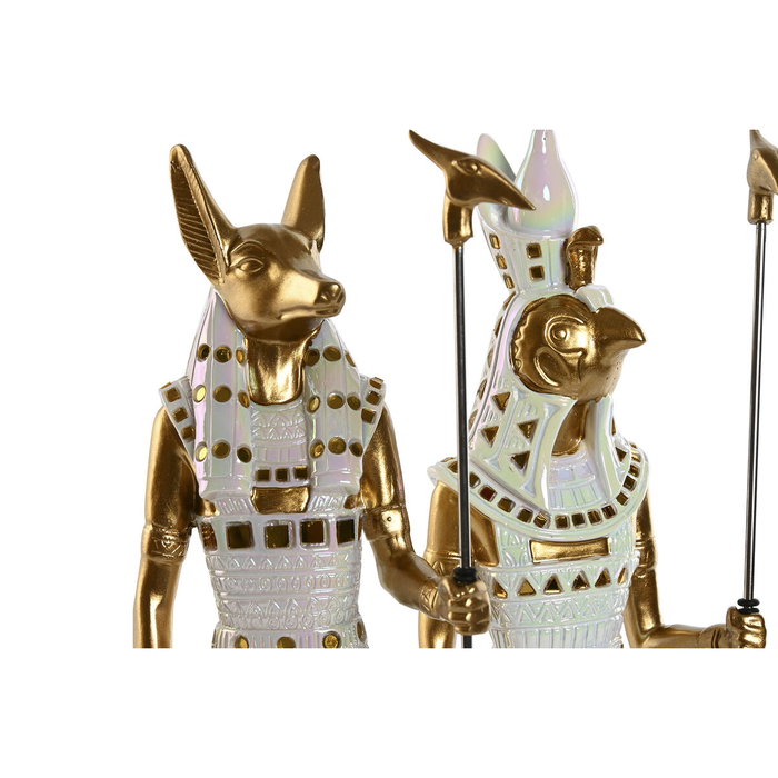 Home ESPRIT Figurine Décorative Oriental Égyptien Blanc et Doré (2 Unités)