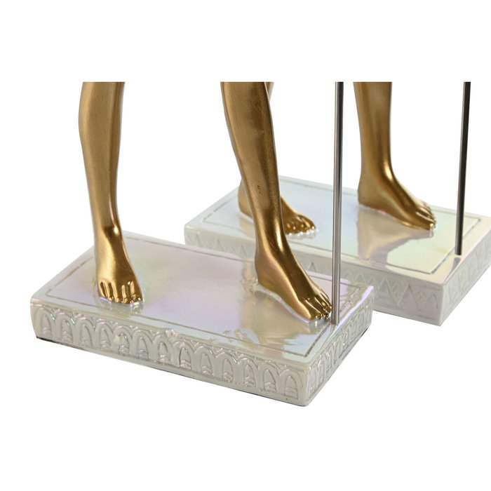 Home ESPRIT Figurine Décorative Oriental Égyptien Blanc et Doré (2 Unités)