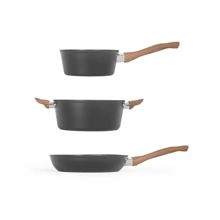 Livoo Batterie de Cuisine Induction 5 Pièces Aluminium Antiadhésif MEP147 - Casserole 16 cm, Poêle 24 cm, Faitout 24 cm avec Couvercles