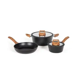 Livoo Batterie de Cuisine Induction 5 Pièces Aluminium Antiadhésif MEP147 - Casserole 16 cm, Poêle 24 cm, Faitout 24 cm avec Couvercles