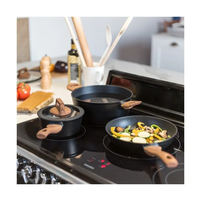 Livoo Batterie de Cuisine Induction 5 Pièces Aluminium Antiadhésif MEP147 - Casserole 16 cm, Poêle 24 cm, Faitout 24 cm avec Couvercles