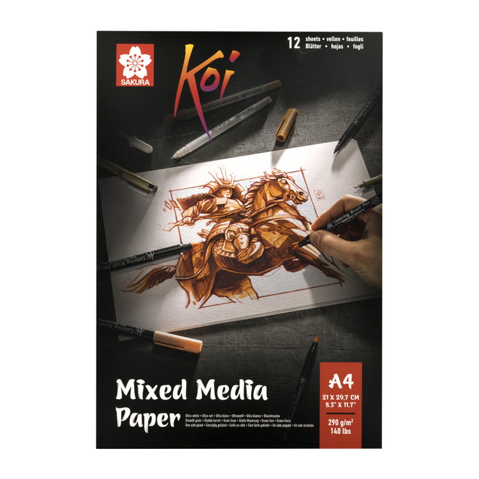 Sakura Cahier de papier pour techniques mixtes Koi, A4, 290 g, 12 feuilles Sakura Cahier de papier pour techniques mixtes Koi, A4, 290 g, 12 feuilles