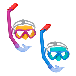 Bestway 24023 Ensemble Masque et Tubo Enfant Corce Anatomique Couleur Assortie +3 Ans Plage et Piscine