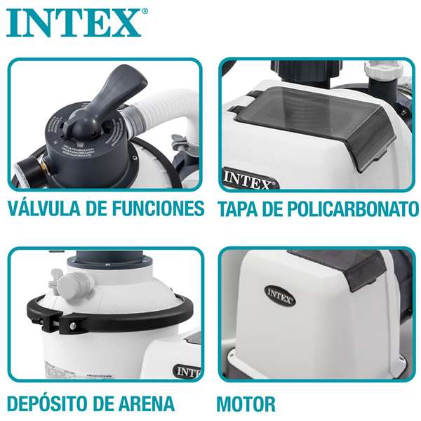 Intex - Filtre à sable électrique pour piscine - 220-240V, 5700 L/h - Pompe de filtration PVC