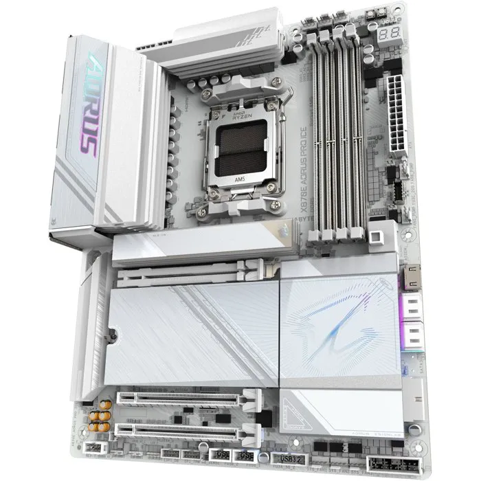 Gigabyte X870E AORUS PRO ICE, Carte mère Socket AM5, AMD X870E, ATX, avec Wi-Fi 7, PCIe 5.0, DDR5, USB-C et USB4