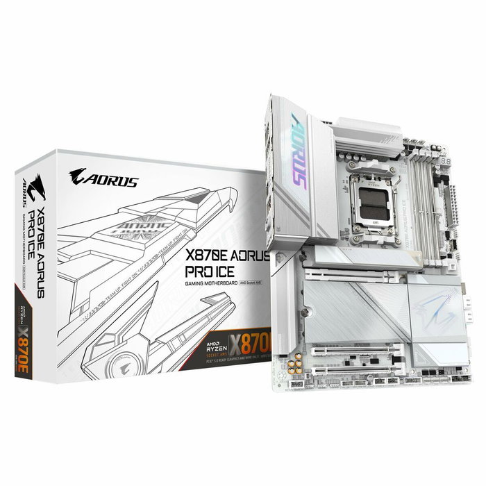 Gigabyte X870E AORUS PRO ICE, AMD X870E, AM5, DDR5, Blanc
