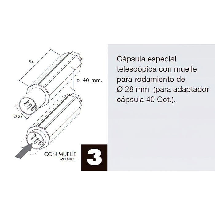 WOLFPACK LINEA PROFESIONAL Embout tube volet télescopique sans pointe pour axe 40 mm