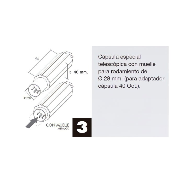 WOLFPACK LINEA PROFESIONAL Embout tube volet télescopique sans pointe pour axe 40 mm