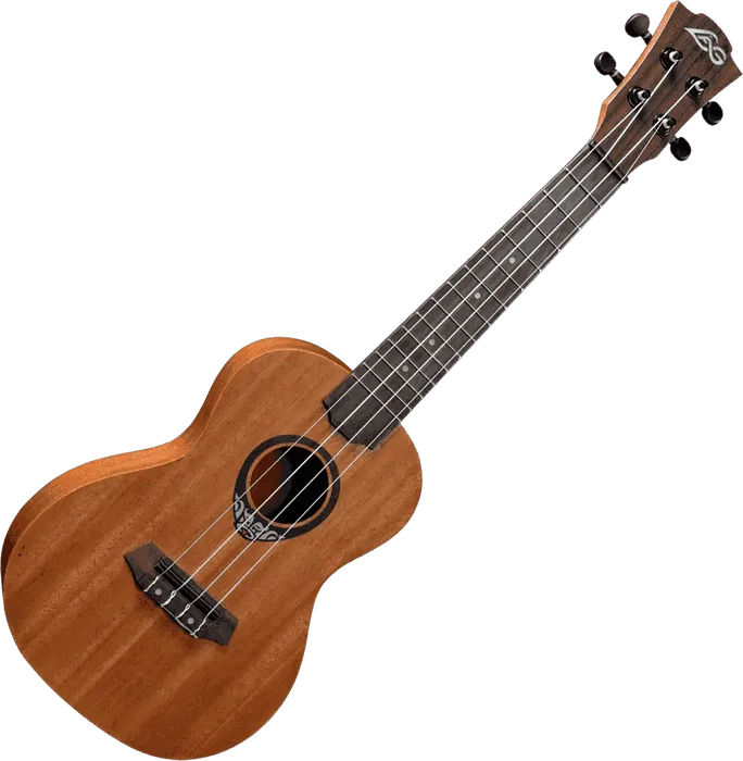 LAG Ukelele Tiki Uku Concert Slim Arch Back - Sapelli, Fond et Éclisses Sapelli, Table Sapelli Massif, Dos Courbé et Fin, Naturel