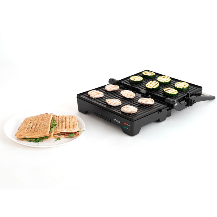 DCook Grill Double Plaque Gallery 1600W Ouverture 180° Acier Inoxydable Argenté Lot de 4