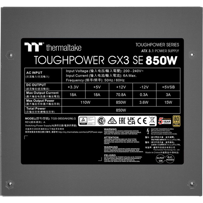 Thermaltake Toughpower GX3 SE 850W