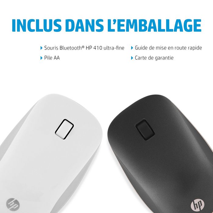 HP 410 Souris Bluetooth ultra-plate Argent - Compatible Chromebook, capteur multisurface, autonomie 12 mois
