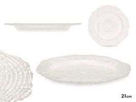 Vivalto Assiette à dessert 21 cm en verre transparent compatible lave-vaisselle (Set de 24)