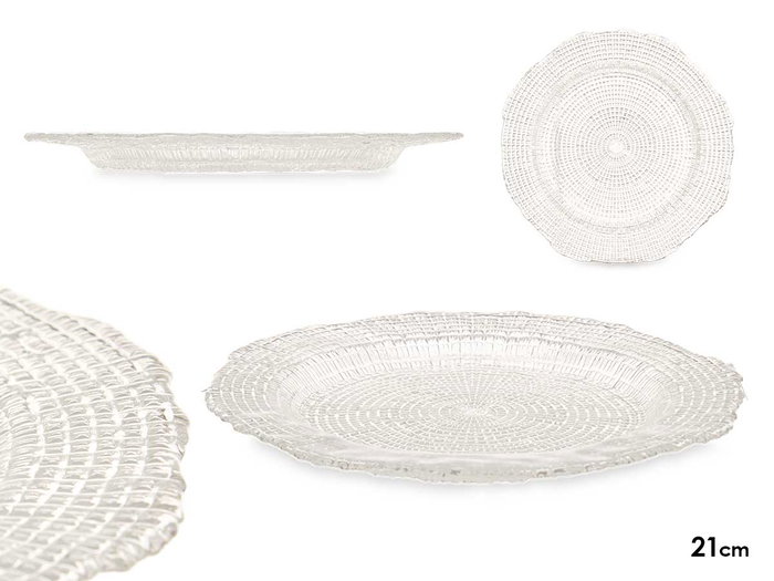 Vivalto Assiette à dessert 21 cm en verre transparent compatible lave-vaisselle (Set de 24) Vivalto Assiette à dessert 21 cm en verre transparent compatible lave-vaisselle (Set de 24)